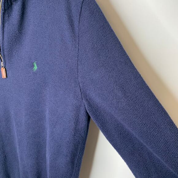 Polo Ralph Lauren Blue 1/4 Zip Blue Sweater Sz Large - Picture 4 of 4